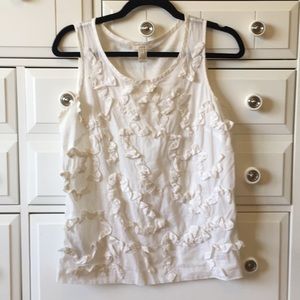 J. Crew Sleeveless White Ruffled Tank Sz 4